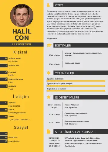 Fizik Öğretmeni CV Örnekleri cv indir